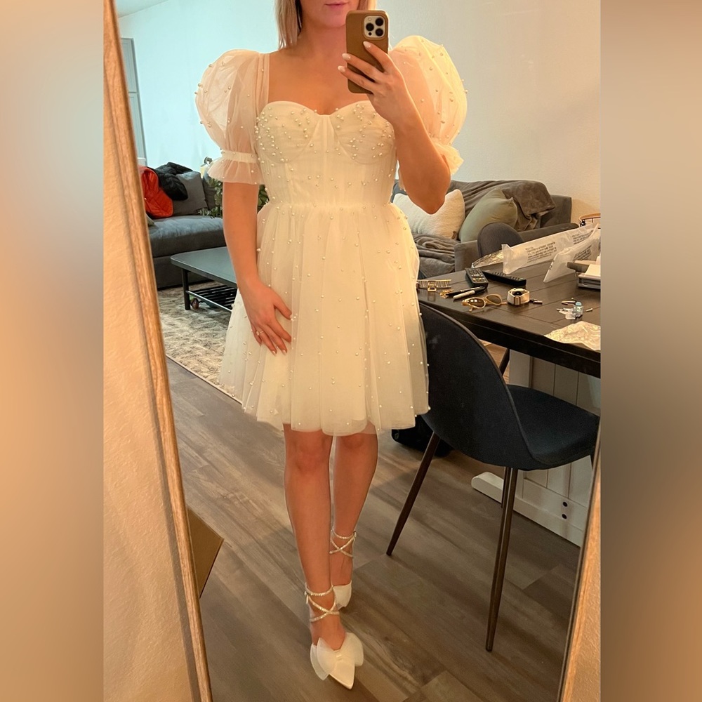 A Bridal Dream Dress! Engagement, Bridal Shower, Wedding w/ Embroidered Pearls